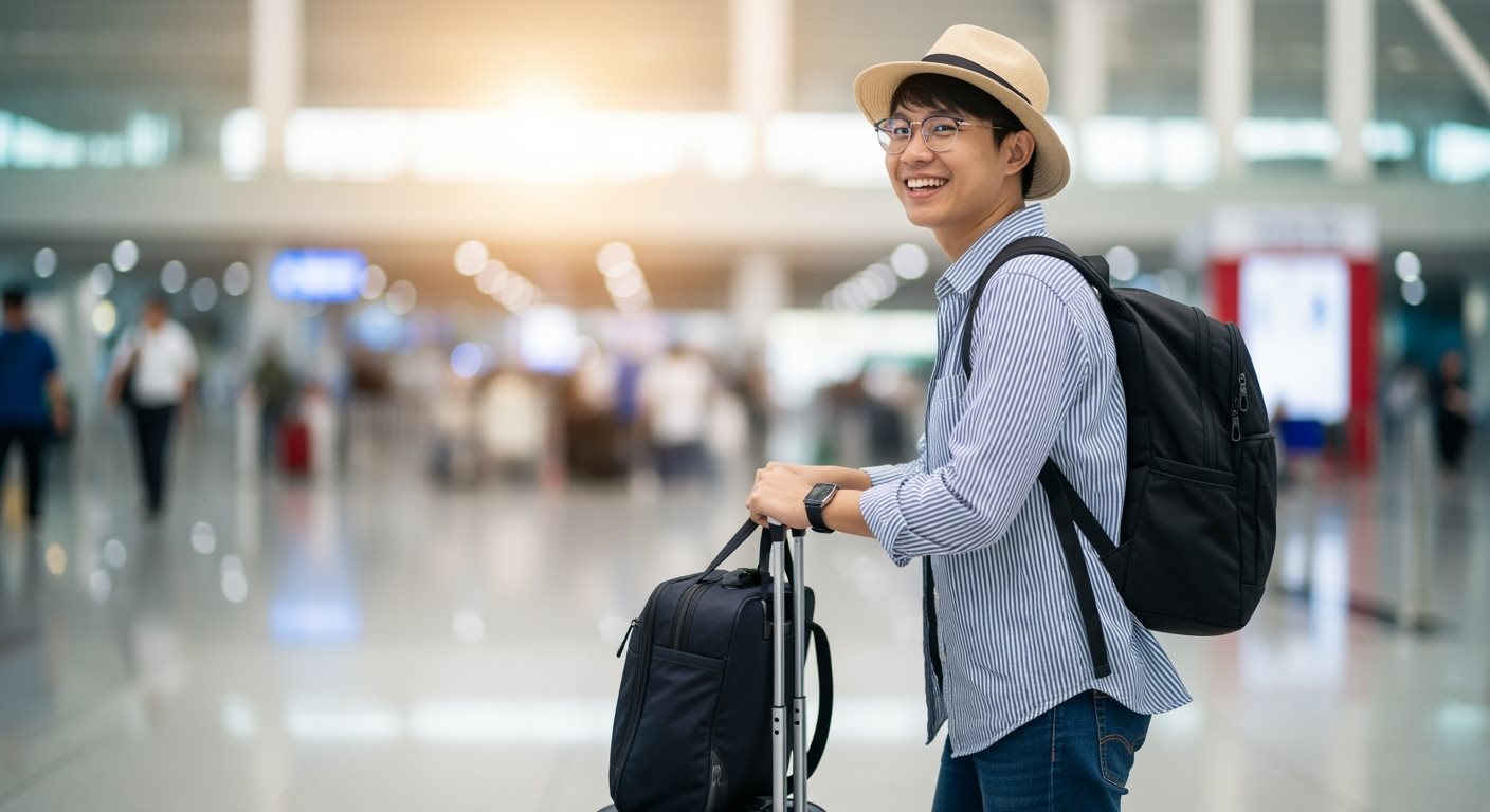 Pelancong Gembira di Lapangan Terbang Thailand