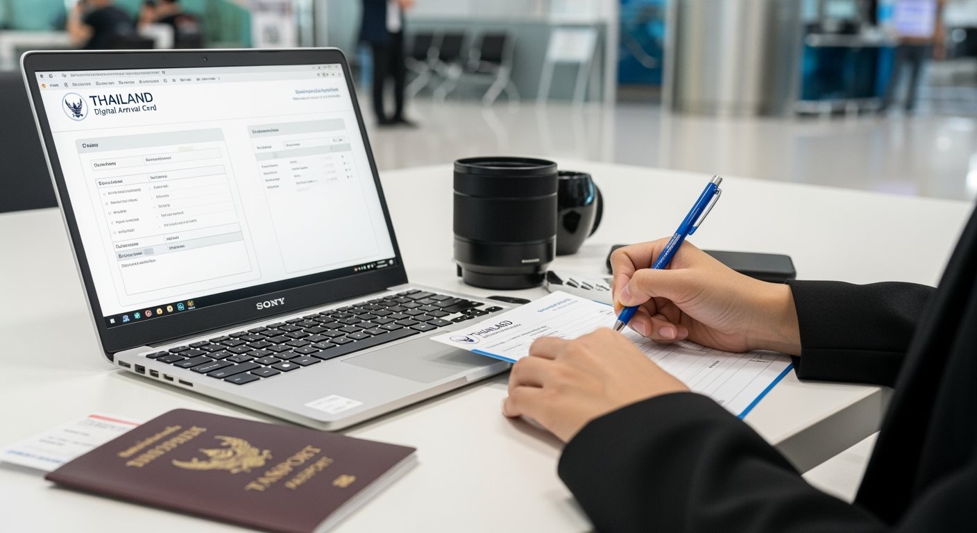Person filling out Thailand Digital Arrival Card